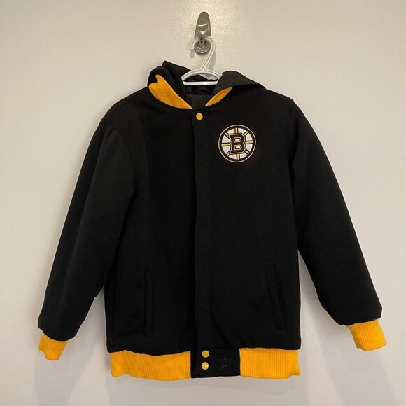 JH Design Group NHL Boston Bruins Reversible Full Zip Coat Black/Yellow Size L K